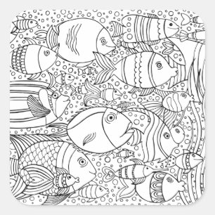 Sticker Carré École De Poisson Inspiré