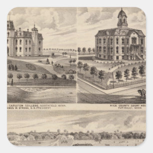 Sticker Carré École de Shattuck, Faribault Willis Hall,