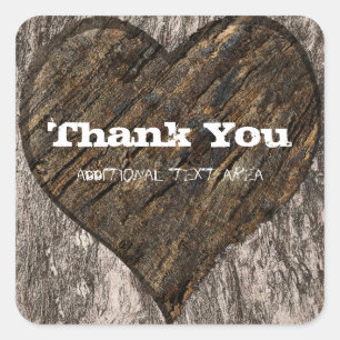 Sticker Carré Écorce de tronc d'arbre sculptée de cœur, cadeau d