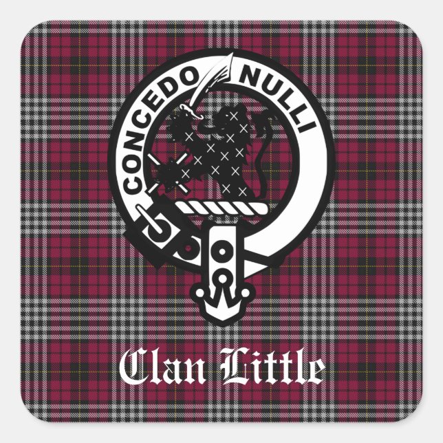 Sticker Carré Écosse Clan Little Crest Badge et Tartan Custom (Devant)