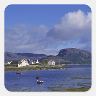 Sticker Carré Écosse, Highland, Wester Ross, Plockton.