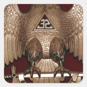Sticker Carré Ecosse Rite 32 degrés Mason Double Aigle Rouge