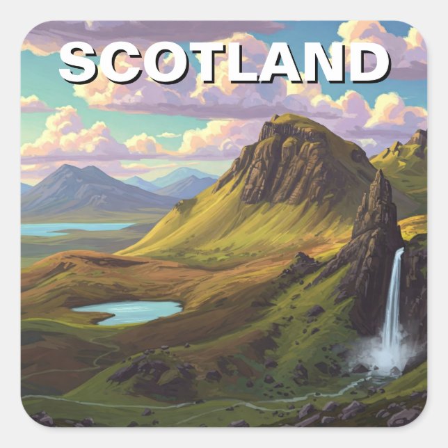 Sticker Carré Écosse Scotland Highlands Travel (Devant)