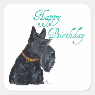 Sticker Carré Ecosse Terrier Anniversaire