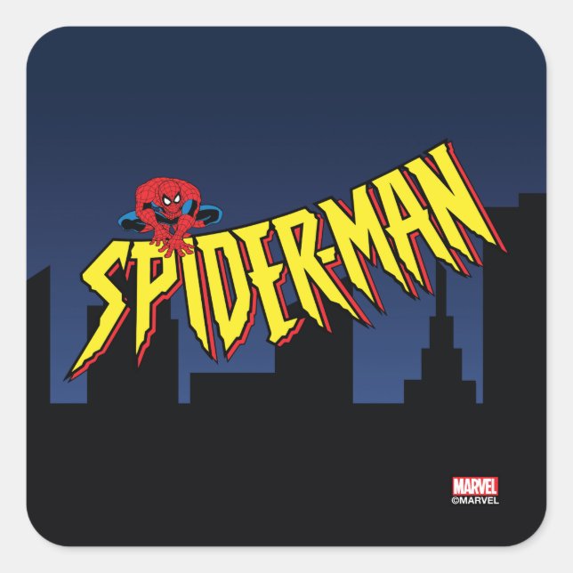 Sticker Carré Écran de titre de la série Animée Spider-Man 90's (Devant)