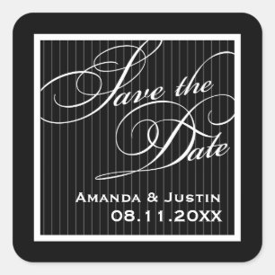Sticker Carré Écran noir calligraphique Enregistrer la date