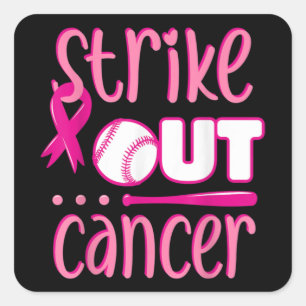 Sticker Carré Écraser Cancer Softball Ball Mammogramme rose