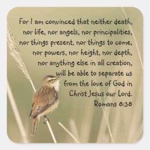Sticker Carré Écriture biblique inspirante Citation Romains 8:3