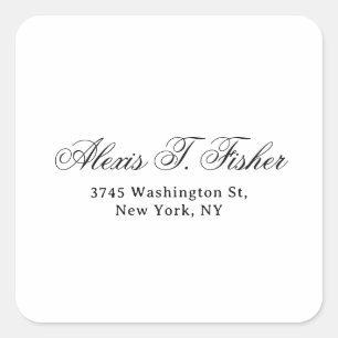 Sticker Carré Écriture manuscrite classique simple blanche