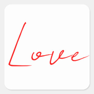 Sticker Carré Écriture Mariage tendance White Red Love Nom