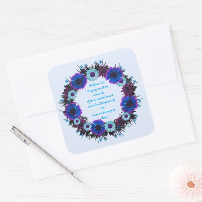 Sticker Carré Écriture Verse Message spirituel Royaume (Enveloppe)