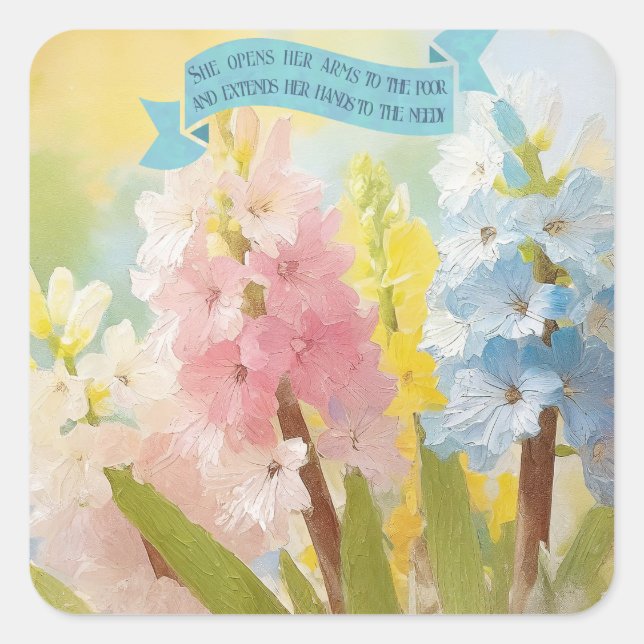 Sticker Carré Écritures bibliques Fête des mères, Fleurs de jaci (Devant)
