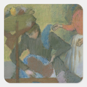 Sticker Carré Edgar Degas   Au Milliner's, c.1898