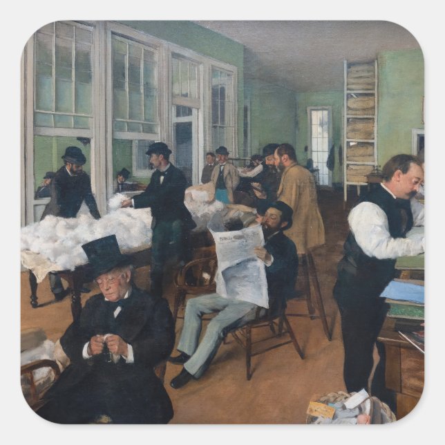 Sticker Carré Edgar Degas - Bureau de coton à la Nouvelle-Orléan (Devant)