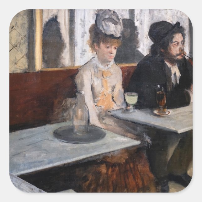Sticker Carré Edgar Degas - Dans un café / L'Absinthe (Devant)