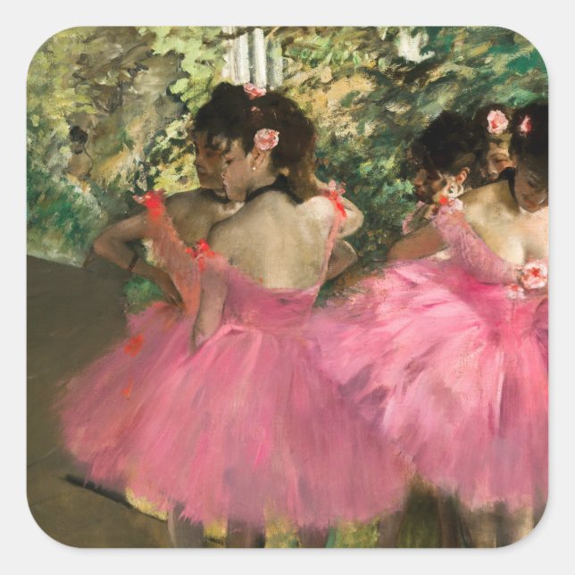 Sticker Carré Edgar Degas - Danseurs en rose (Devant)