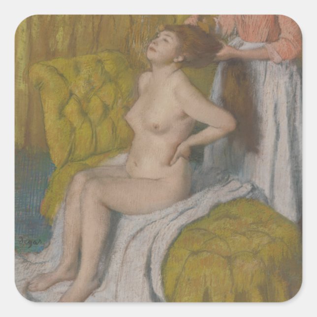 Sticker Carré Edgar Degas | Femme Qui A Les Cheveux Compilés (Devant)