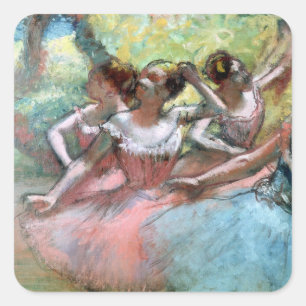 Sticker Carré Edgar Degas quatre ballerines sur l'étape