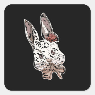 Sticker Carré Edgy, illustration artistique de lapin - Art uniqu