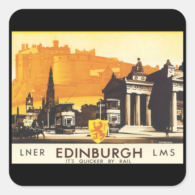 Sticker Carré Edimbourg via LNER Rail Poster (Devant)
