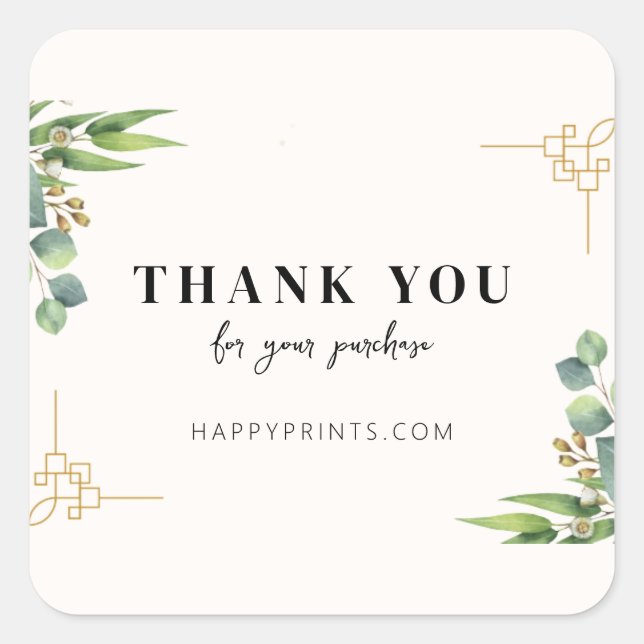 Sticker Carré Editable Floral Merci Pour Votre Commande (Devant)