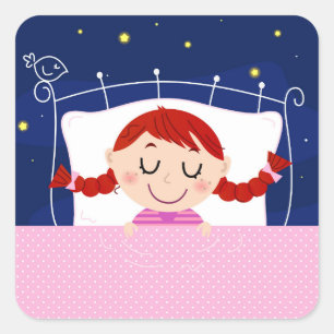 Sticker Carré Édition de designers avec jolie fille couchée