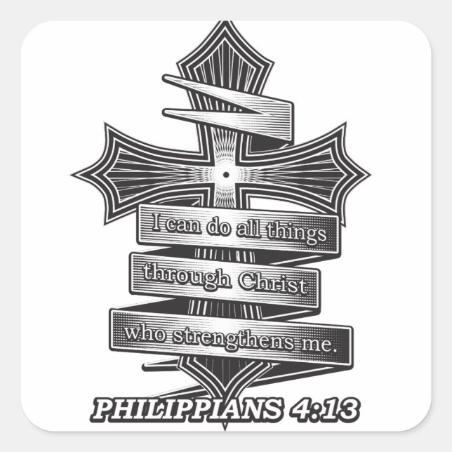 Sticker Carré Edition limitée Philippiens 4:13 Christian Bible (Devant)