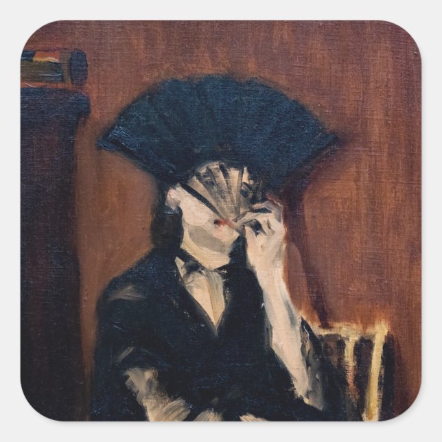 Sticker Carré Edouard Manet - Berthe Morisot avec ventilateur (Devant)