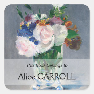 Sticker Carré Edouard Manet - Fleurs dans un Vase de Cristal