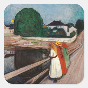 Sticker Carré Edvard Munch - Les filles sur le pont