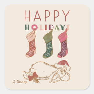 Sticker Carré Eeyore   Joyeuses fêtes