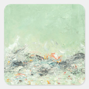 Sticker Carré Effervesce - art abstrait minimaliste vert