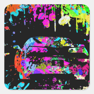 Sticker Carré Effet Graffiti de peinture de corvette