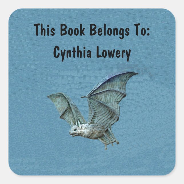 Sticker Carré Éffrayant Bat Bleu Ailes se répandent dans le visa (Devant)