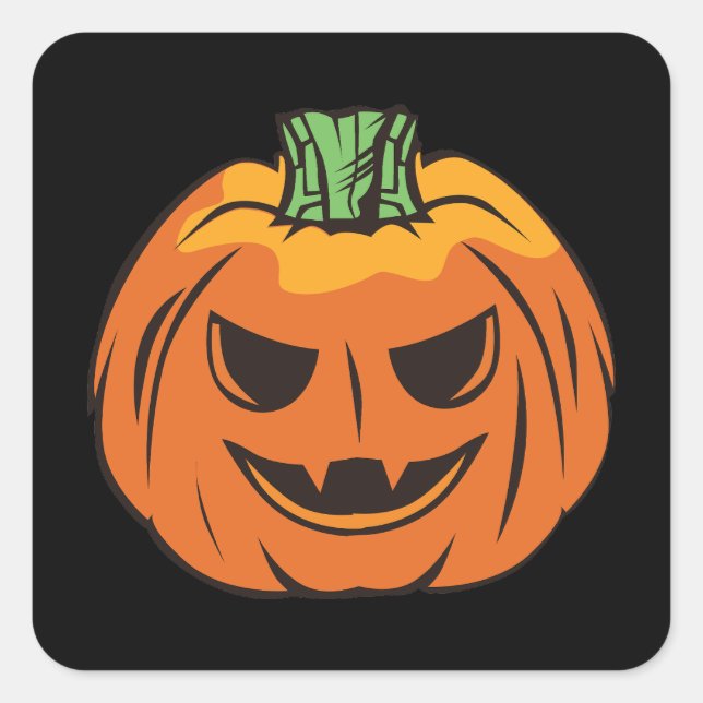 Sticker Carré Éffrayant Citrouille Halloween (Devant)