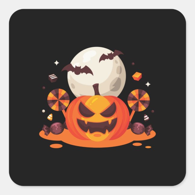 Sticker Carré Éffrayant Halloween citrouille cadeau parfait (Devant)