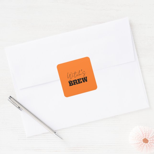 Sticker Carré Éffrayant Hauné Maison & Sorcière Silhouette | (Enveloppe)