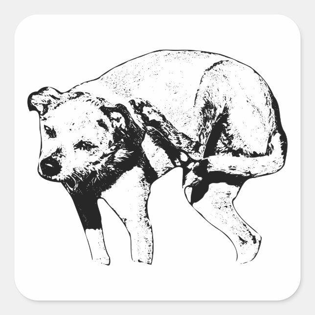 Sticker Carré Éffrayant Little Scratcher (Devant)