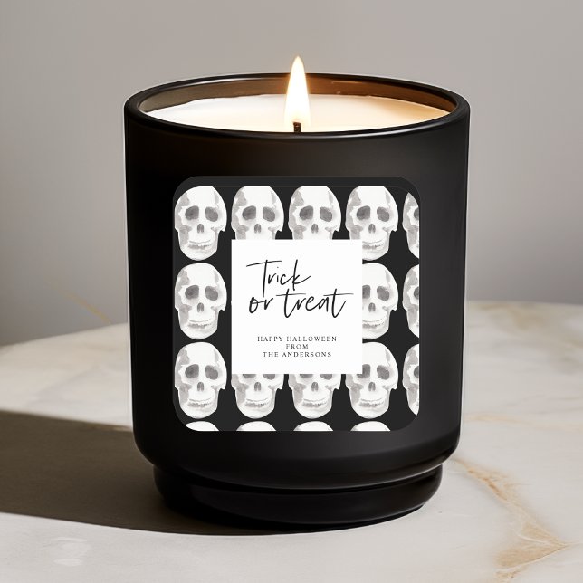 Sticker Carré Effrayer Scull Trick ou traitement | Parti Hallowe (Créateur téléchargé)