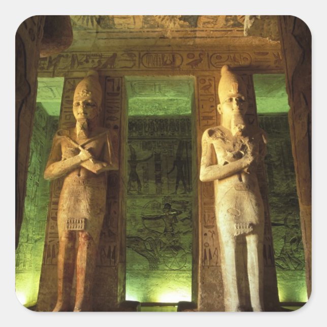 Sticker Carré Egypte, Abu Simbel, Statue de Ramsès II, (Devant)