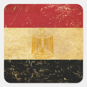 Sticker Carré Égypte Drapeau Vintage Grunge Design