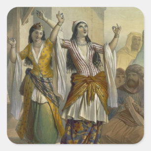 Sticker Carré Egyptian Dancing Girls Performing the Ghawazi at R