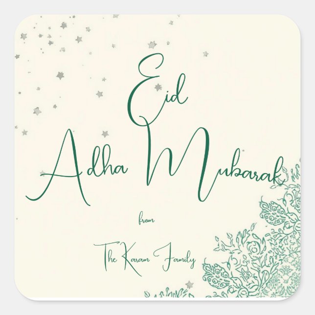 Sticker Carré Eid Al Adha Personalized Eid Mubarak  (Devant)