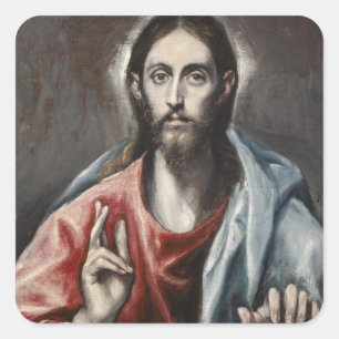 Sticker Carré El Greco - Bénédiction du Christ