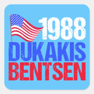 Sticker Carré Élection rétro Dukakis Bentsen 1988