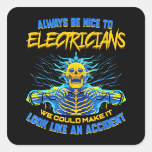 Sticker Carré Electrician Funny Cadeau pour ingénieur électrique