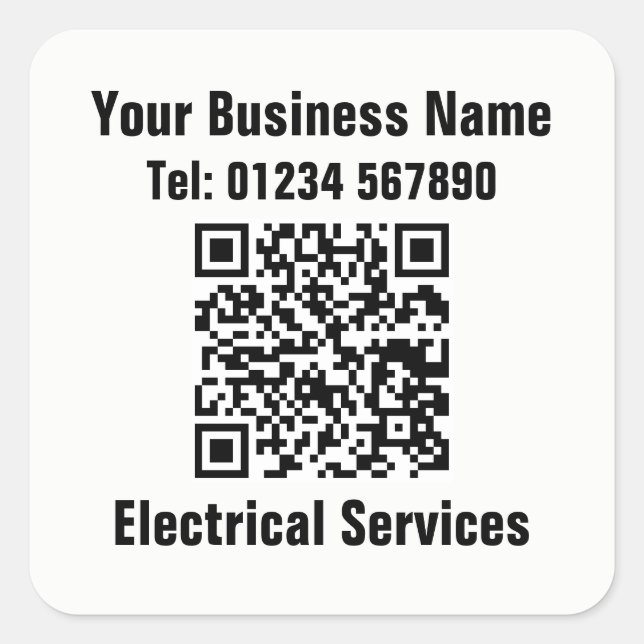 Sticker Carré Électricien Services électriques Code QR (Devant)