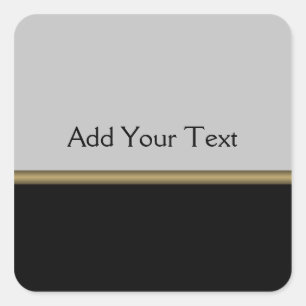 Sticker Carré Élégance de monogramme en or gris noir