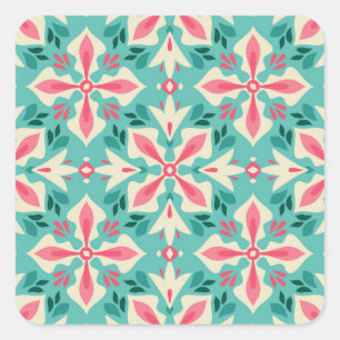 Sticker Carré Elégance florale : motif vintage sans soudure.