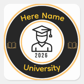 Sticker Carré Elegant 2026 Graduate | Personalized Gold Seal